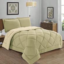 Elegant Comfort All Season Ultra Soft 3pcs Reversible Diamond Stitched Comforter Set, Down Alternative Breathable And Comfortable Quilt Luxury Hotel Quality 3 Piece Full/Queen, King/California King And Twin/Twin XL Size Bed Includes 1 Comforter And 2 Pillowcases Bedding Set, Christmas Decorations Gifts, Cozy Winter Styles, Holiday Décor - 鼠尾草/奶油色 - 查看 2