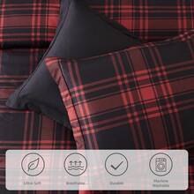 King Comforter Set, Classic Red Black Plaid-Piece Bedding Set, Farmhouse Lightweight All-Season Bed In A Bag With Sheets, Pillowcases & Shams, Home Decor - 藍灰色 - 查看 7
