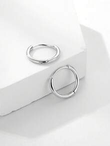 A Pair Of Simple And Fashionable 925 Pure Silver Round Earrings And Ear Cuffs For Women's Jewelry Gift