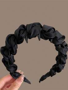 1件褶皱波浪发箍，新款防滑齿状高端骷髅头发夹，优质发箍发饰，适合作为送给朋友和老师的最佳生日礼物，女士发圈发带头饰 - 彩色 - 查看 7