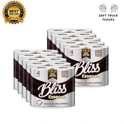 Bliss Luxury Scented Bathroom 40 Toilet Rolls 2 Ply Shea Butter - Super Soft And Strong Toilet Paper - Ultimate Quilted Comfort For A Luxurious Bathroom Experience - 4 X10 Rolls Pack