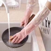 1pc Of Thermal Dishwashing Gloves, Thick And Durable, Waterproof Non-Slip, Protective - 粉色 - 查看 1
