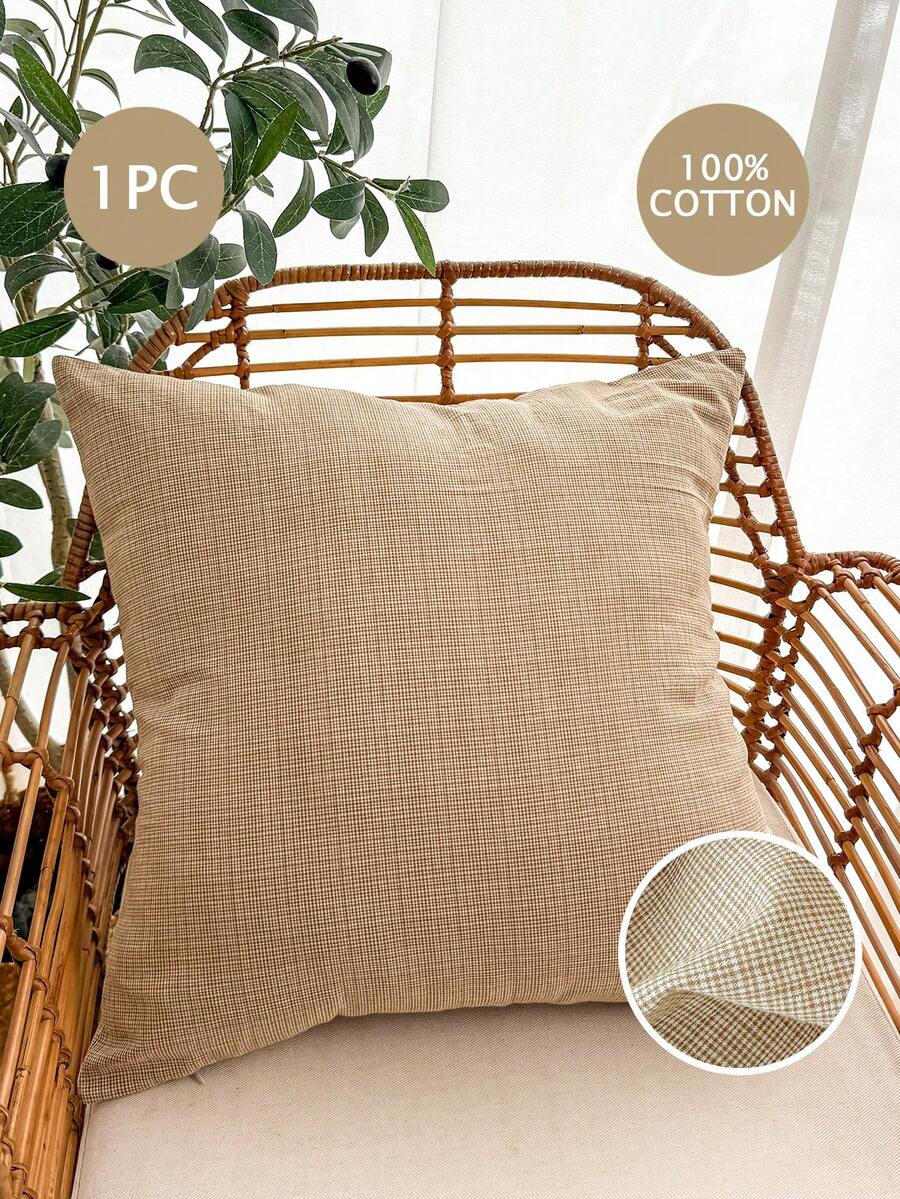 1 vỏ gối trang trí có khóa kéo ẩn, thích hợp trang trí phòng khách, phòng ăn và phòng ngủ, chất liệu giả vải lanh, phong cách tối giản (không kèm ruột gối) - Nhiều màu - Xem 1