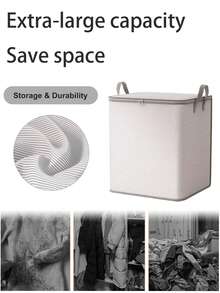 1 pieza Caja de almacenamiento de ropa de gran capacidad, para pantalones, camisas, ropa de abrigo, caja de almacenamiento plegable y portátil, sin soporte interno, bolsa organizadora de armario para dormitorio, caja de almacenamiento de edredones, bolsa de embalaje para mudanzas, accesorios de almacenamiento ahorradores de espacio para el hogar y dormitorio