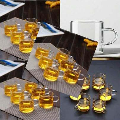 2 قطعة/4 قطع/6 قطع/12 قطعة أكواب شاي زجاجية، أكواب شاي سعة 3 أونصة، إكسسوارات إبريق الشاي التلقائي، شفافة. مناسبة للقهوة والتجمعات العائلية والمطاعم والاجتماعات.