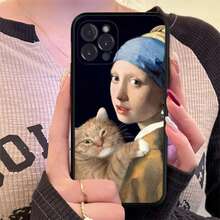 Funda de teléfono de silicona suave con diseño de gato divertido de Van Gogh Mona Lisa para  15 14 13 12 11 Pro Mini XS MAX 8 7 6 Plus X XS XR, compatible con funda de  17, funda de  17 Pro, funda de  17 Pro Max - z10 - Ver 6