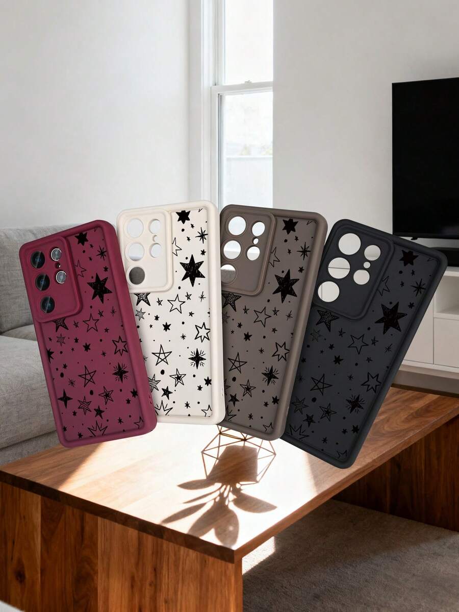 GALLAPLE Star Pattern Phone Case Cover Protective Shockproof Cute Black White Design Fashion Cool Stylish For Men Women For IPhone S25Ultra S25 24 23 22 21 Plus FE A54 A53 A52 A36 A35 A34 A33 A16 A15 A14 A13 Case - 酒紅色 - 查看 1