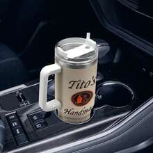 40oz Large Capacity Car Watter Bottles With Lid And Handle, 304 Stainless Steel Insulated Tumbler With Tito's Handmade Vodka Label Graphic Pattern, Suitable For Car, Office, Travel And Birthday Gifts - Nhiều màu - Xem 6