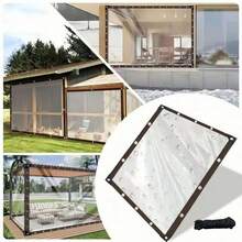 1pc High Strength Transparent Waterproof Tarpaulin - PE Outdoor Cover, With Eyelets, Ropes And Straps, UV-Resistant, Windproof, Rainproof - Suitable For Yard, Pool Fence, Greenhouse, Camping, Construction Site - Clear Visibility, Quick-Drying Design, Reinforced Edges, Tear-Resistant Fabric, Home Decor