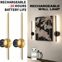 1/2 piezas Lámpara de pared, Decoración de pared para fondo de TV, Luz de dormitorio, Luz de sala de estar, Lámpara de pared moderna, Con control remoto, Lámpara de pared rectangular - Batería recargable de alta capacidad, Cable de carga Tipo C de 50 cm, Instalación magnética, Regulable y ajustable de temperatura de color, Adecuado para dormitorio, decoración de pared, estudio, sala de estar, decoración del hogar, regalo festivo y iluminación de escaleras