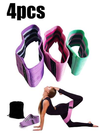 4 Pieces Thick Elastic Squat Resistance Bands For Toning The Buttocks, Fitness Tension Bands, Yoga Stretching Training Bands. Suitable For Family Training.