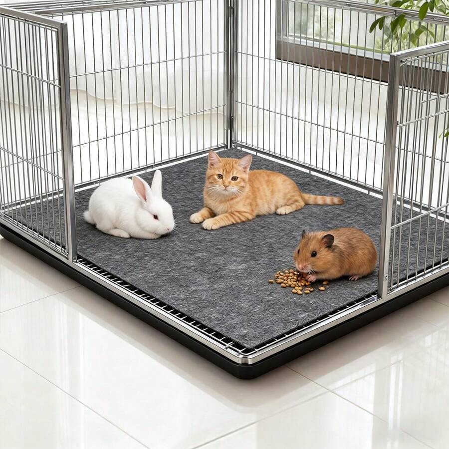 1pc Thick Anti-Bite, Anti-Scratch, Moisture-Proof, Water-Absorbent Small Pet Mat, Soft Plush Warm Hamster/Rabbit Cage Pad, Non-Slip Cat/Dog Cage Mat, Suitable For All Seasons