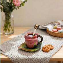 Cốc cà phê Espresso bằng gốm sứ họa tiết động vật và hoa dễ thương 3D, vẽ tay theo phong cách Ý, 90ml/3oz, Phụ kiện cà phê tại nhà/văn phòng/tiệc tùng, trang trí để bàn, quà tặng - Nhiều màu - Xem 19