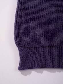 Men's Basic Solid Color Casual Loose Lightweight Polyester Pique Knit Drop Shoulder Crew Neck Sweater, Niche Design, Autumn/Winter - Mauve Purple - View 7