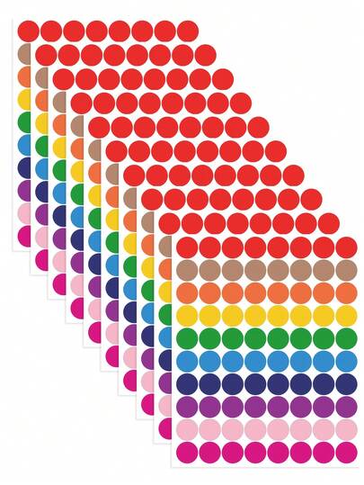 800 piezas Etiquetas redondas de código de color de 1/2 pulgada, 10 colores surtidos, para el hogar, la oficina, el salón de clases, los útiles escolares, volver a la escuela