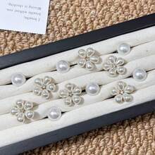 12Pcs DIY Detachable Fashionable & Elegant Faux Pearl Flower Shoe Charms, Multipurpose Decorative Buttons Suitable For Beach Sandals, Flats, Sneakers, Shoelaces, Gift For Holidays