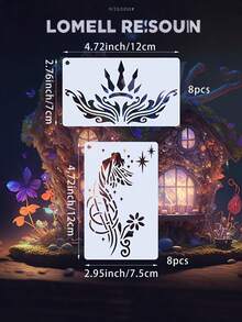 16pcs/Set Reusable Face Painting Stencils, Suitable For Makeup, Parties And Festivals - Flexible Patterns Applicable To Wood, Canvas, Paper, Fabric And More Materials - Multicolor - View 2