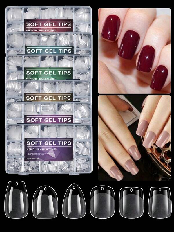 510pcs Ultra-Short Square Press-On Nails 15 Sizes Seamless Artificial Nail Tips For Long-Lasting Wear Perfect For Home DIY & Salon-Quality Manicures