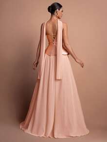 Faeriesty Style Elegant Strapless Satin Formal Evening Gown – Sleeveless Sweetheart Neckline, Petal-Trimmed Waist, Back Tie Detail & Flowing Skirt – Perfect For Weddings, Evening Galas, Celebrations & Red-Carpet Events