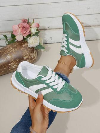 女士时尚休闲运动鞋，平底舒适防滑透气运动鞋，软底轻便跑步鞋，百搭通勤厚底运动鞋