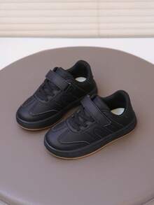 Nouvelles chaussures de sport pour enfants, chaussures à scratch pour garçons, chaussures plates confortables, chaussures décontracté - Noir - Voir 5
