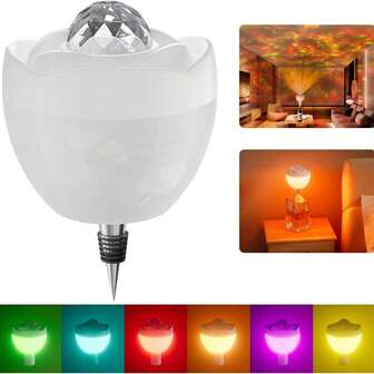 1 件无线瓶灯，带投影功能的 LED 灯，灯 3 种色温和 RGB，适用于餐厅的新型彩色可充电瓶灯（白色，1 件）