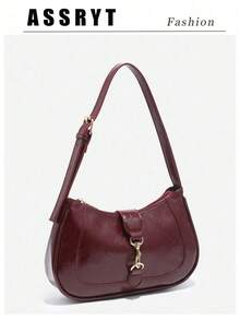 [US-Based Shipping]1pc Retro Minimalist Hook Decor Adjustable Shoulder Strap Crescent Shape Bag, Suitable For Date, Outing, Party,Buckle Decor, Simple Style Women's Shoulder Bag, Tote Bag,Niche Design High-End Versatile Bag, Retro Light Luxury Style College Student Class Commuting Bag, Suitable For Sending Friends Shopping, Dating, Business Trips, And Business Use,Women's Fall Outfits, Cute Pendant Decor,Underarm Bag, Suitable For Multiple Occasions,Women's Fall Clothing Winter Clothing Christmas Halloween Gift Pumpkin Skeleton Fall Spider Autumn Velvet Furry Party Fuzzy Plush,Purse Purses Black Purse Bags Purses And Bags Women Bags For Women Red Purse Carteras Para Mujer Brown Purse Y2k Pink Purse Crossbody Bags For Women Cheetah Print Wallet Fall Clothes For Women Bolsos Para Mujer Leopard Print Burgundy Purse Shoes Tote Bags For Women Handbags For Women Black Bag Purses For Women Brown Bag - Màu Đỏ Sâu - Xem 2