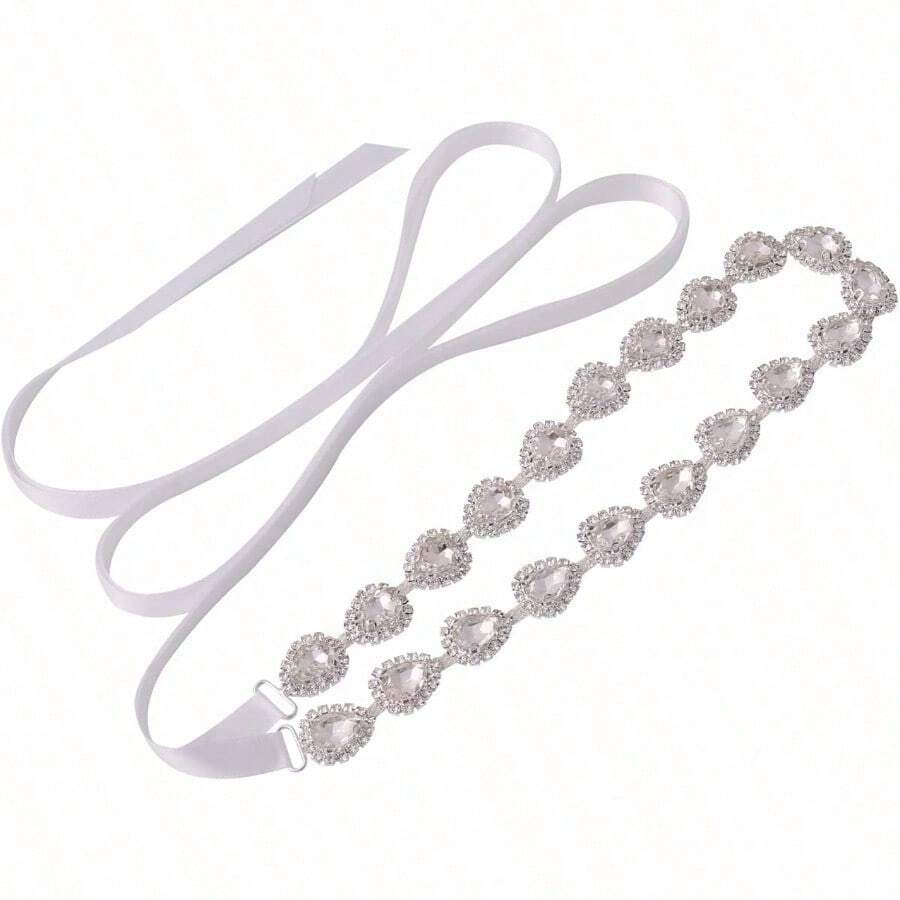 WEZTEZ Cinturon de novia con diamantes de imitacion para novia vestido de novia y dama de honor - como en la foto - Ver 1