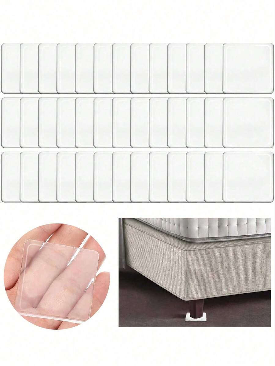 4 Stück/Set Anti-Rutsch Möbelgleiter, vielseitig einsetzbar, rutschfeste Möbelgriffe zum Reinigen, selbstklebende rutschfeste Möbelgleiter, Anti-Rutsch Hartholzboden Sofa Schützer, auch geeignet für Teppichbefestigung, Türpuffer, mit gewisser Stoßdämpfungswirkung (quadratisch)