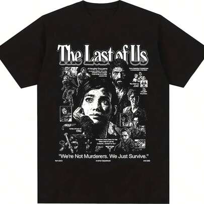 Zuecos de algodón con estampado de Ellie y Joel de The Last Of Us, tallas cortas, estilo retro, talla grande, estilo Aesth4220G C-AmiS-eta de aL-Godón de corte hoL-Gado de 220 g, uniS-ex máxima comodidad, apta para todo tipo de perS-onas, ya sean mujeres o hombres. Tejido duradero de alta C-Alidad, apto para todas las costuR-AS, suave al tacto, pero duradero. Tops transpirables para mujer. Conjuntos de otoño para mujer, vaC-Aciones, disfraces de Halloween para mujer