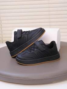 Nouvelles chaussures de sport pour enfants, chaussures à scratch pour garçons, chaussures plates confortables, chaussures décontracté - Noir - Voir 4