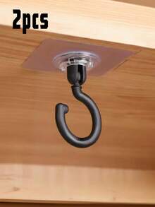 1pc Heavy-Duty Ceiling Hook - No-Drilling 360° Rotating Suction Cup Hook, Cabinet Bottom Hook, Sturdy , Easy To Install, Suitable For Hanging Towels, Keys And Other Items. - Multicolor - View 11