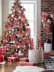 Christmas Decoration Mesh Ribbon, Polypropylene Net, Christmas Tree Topper, Diy Wreath Bow Ribbon, Merry Christmas, New Year Gift Wrapping Supplies Ribbon, Valentine's Day Gift Package Decorations, Birthday Wedding Holiday Party Background Decoration Net, Christmas Tree Decoration, Garland, Stair Decoration Net, Christmas Party Decoration, Seasonal Crafts And Home Decoration, Room Decoration