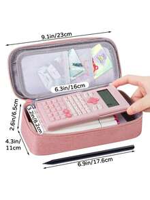 1个大容量可折叠拉链铅笔盒，带拉链隔层，男女通用马克笔收纳盒，圣诞礼物，适合中小学生和大学生