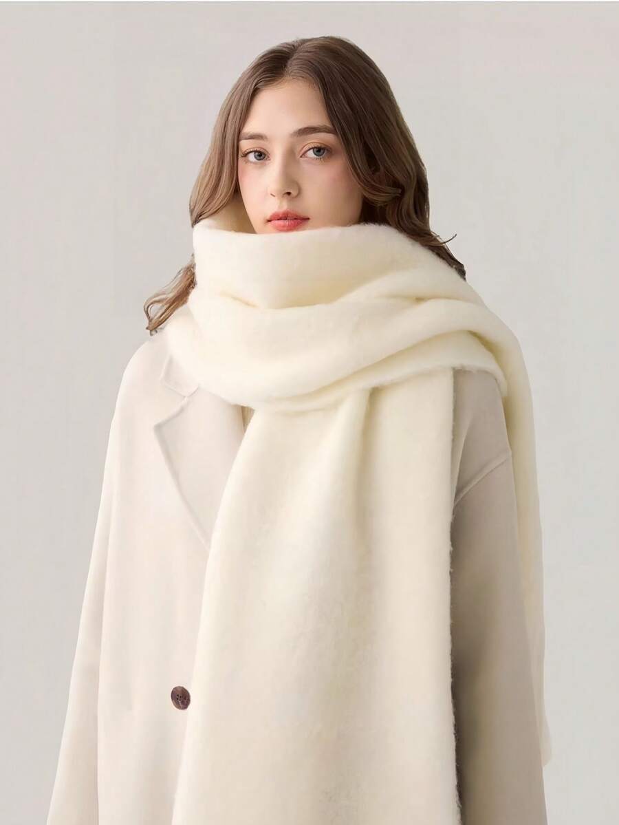 1pc Women's Solid Color Tassel Scarf, Warm & Soft Shawl For Weddings In Autumn/Winter, Plain Versatile And Eye-Catching, Suitable For Daily Outings, Parties, Adds Unique Charm To Outfits, Also A Great Gift