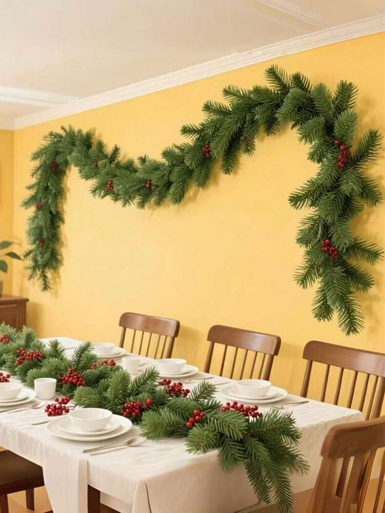 1/3pcs, 180cm/70.86in Artificial Christmas Wreath, Luxury Faux Pine Branches Wreath, Suitable For Home, Living Room, Indoor, Scenery, Holiday, Room, House, Office, Party, Christmas, Tabletop Home Decor, Christmas Room Decoration - Multicolor - View 7