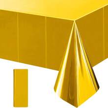5 Stück metallische Folie einfarbige waschbare rechteckige Einweg-Tischdecke, geeignet für Geburtstag, Hochzeit, Party Dekoration