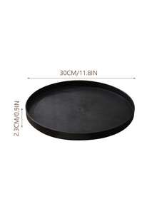 1pc/2pcs Plastic Server Tray, 11.8 Inch Round Service Tray, Non-Slip Restaurant Service Tray, Buffet Dining Tray, Coffee Table Tray, Christmas Decor, With Non-Slip Wood Grain Lining (Black/Brown) - Multicolor - View 11