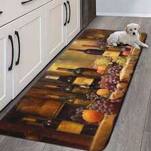 1/2/3pcs Kitchen Carpet, Retro-Style Wine Kitchen Decorative Floor, Anti-Slip Kitchen Carpet, Thickened Flannel Material, Soft, Comfortable, Easy To Clean, Suitable Bedroom, Living Room, Door, Bathroom Entrance, Laundry Room - màu đen - Xem 4