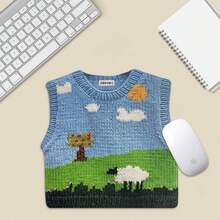 Cute Printed Sweater Design Mouse Pad, Rubber Material, Non-Slip, Portable, High Aesthetic For Office, Dorm, Student, Home Use - INS Style Desk Mat Desk Accessories Office Supplies Office Desk Accessories Mousepad Mouse Pad For Desk - Multicolor - View 3