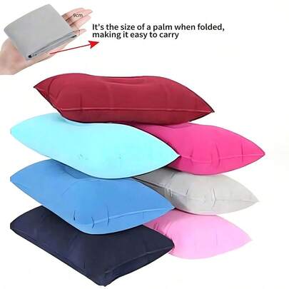 Portable Inflatable Pillow, Outdoor Nap Pillow, Inflatable Pillow, Travel Pillow, Sleeping Bag Pillow, Suitable For Travel, Camping, Nap, Office Rest, Unisex, Waterproof, Beach, Lumbar Pillow, Neck Pillow, Camping Essential Accessory, Holiday Essential