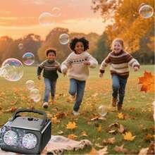 Automatic Bubble Blower Machine - High Capacity Electric Bubble Maker With 2 Fans, 20,000+ Bubbles Per Minute, For Kids & Adults, Dual Power (Battery & Plug-In), Ideal For Parties & Outdoor Play - 黑色 - 查看 8