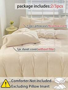 2/3 piezas Juego de ropa de cama de terciopelo de unicolor, ropa de cama de unicolor, decoración acogedora de la habitación, suave y cálida, amigable con la piel, serie de unicolor, fácil de cuidar, ropa de cama de otoño/invierno para la habitación de invitados y el dormitorio, se ajusta a varios tamaños de cama (1 funda nórdica y 1/2 funda de almohada, no se incluye el edredón), textil para el hogar, regalo de ropa de cama, lavable a máquina - Beis - Ver 4