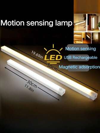 1个/2个/4个套装 暖光/白光 感应橱柜灯，带独立开关，易于安装，磁吸式设计，亚克力和金属材质，USB充电，感应灯，橱柜和衣柜灯，无线LED夜灯