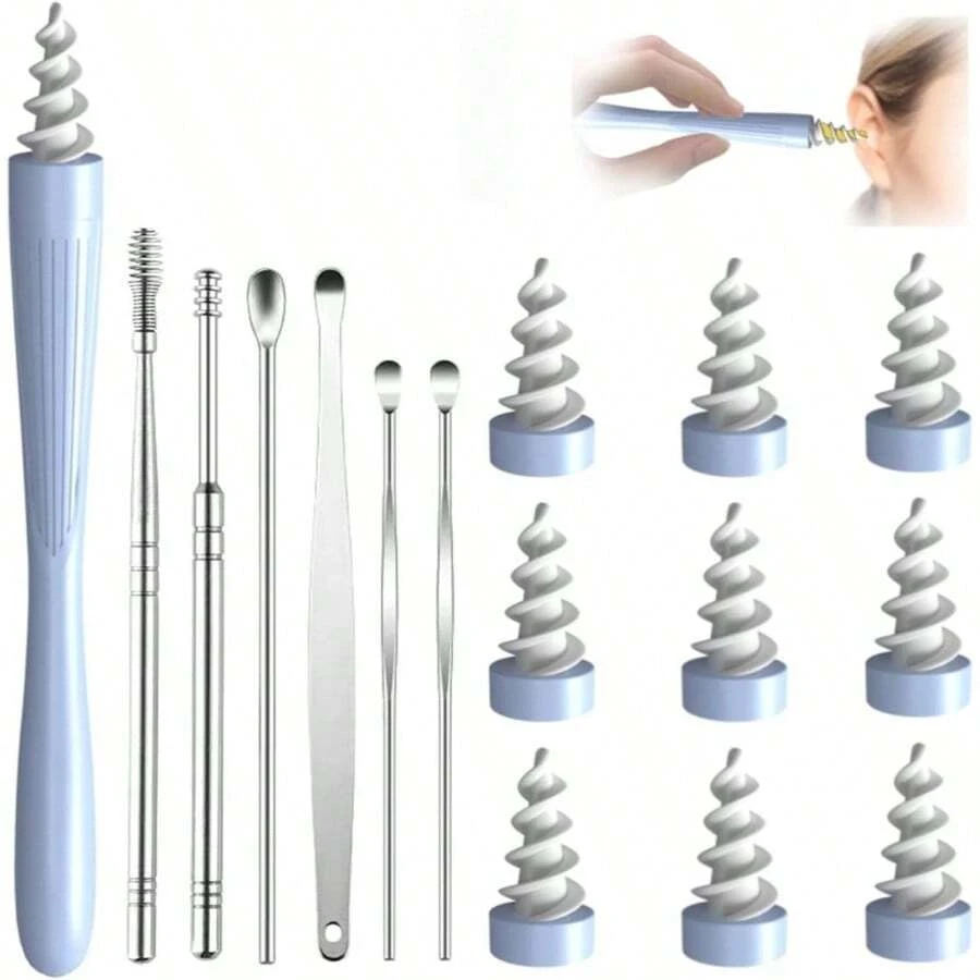 Ear Wax Removal, 2025 Q - Grips Ear Wax Removal Reusable And Washable Soft Silicone Tips Cleaner Earwax, Ear Wax Removal Kit Contains Types Of Ear Cleaner Tools White - Màu xanh lam - Xem 1