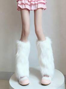 女士毛绒腿套 - 柔软舒适的靴套，非常适合冬季万圣节和圣诞老人装扮 - 彩色 - 查看 6