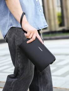 gorchis New Fashion Men's Clutch Bag With Password Lock, Anti-Theft Large Capacity Handbag, Long Wallet, PU Leather, Black, Men's Bag With Multiple Compartments, Business & Casual