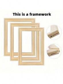 4 件/套 DIY 油画框装饰画实木内框条，组合组装木制画框，适用于帆布油画、钻石画、书法画（4 件未组装框条）