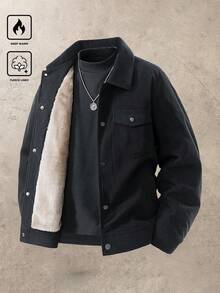 男士秋冬灯芯绒长袖夹克，休闲时尚保暖内衬夹克