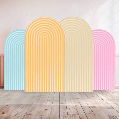 1 szt. 50*120 cm/65*150 cm/80*180 cm/100*180 cm/100*200 cm/120*220 cm 2D płaskie, łukowe tło pokrywa elastyczna tkanina tło pokrywa idealna na baby shower, przyjęcie urodzinowe, tort i strefę zdjęć portretowych (stojak nie jest dołączony), materiał poliestrowy, tło na imprezę
